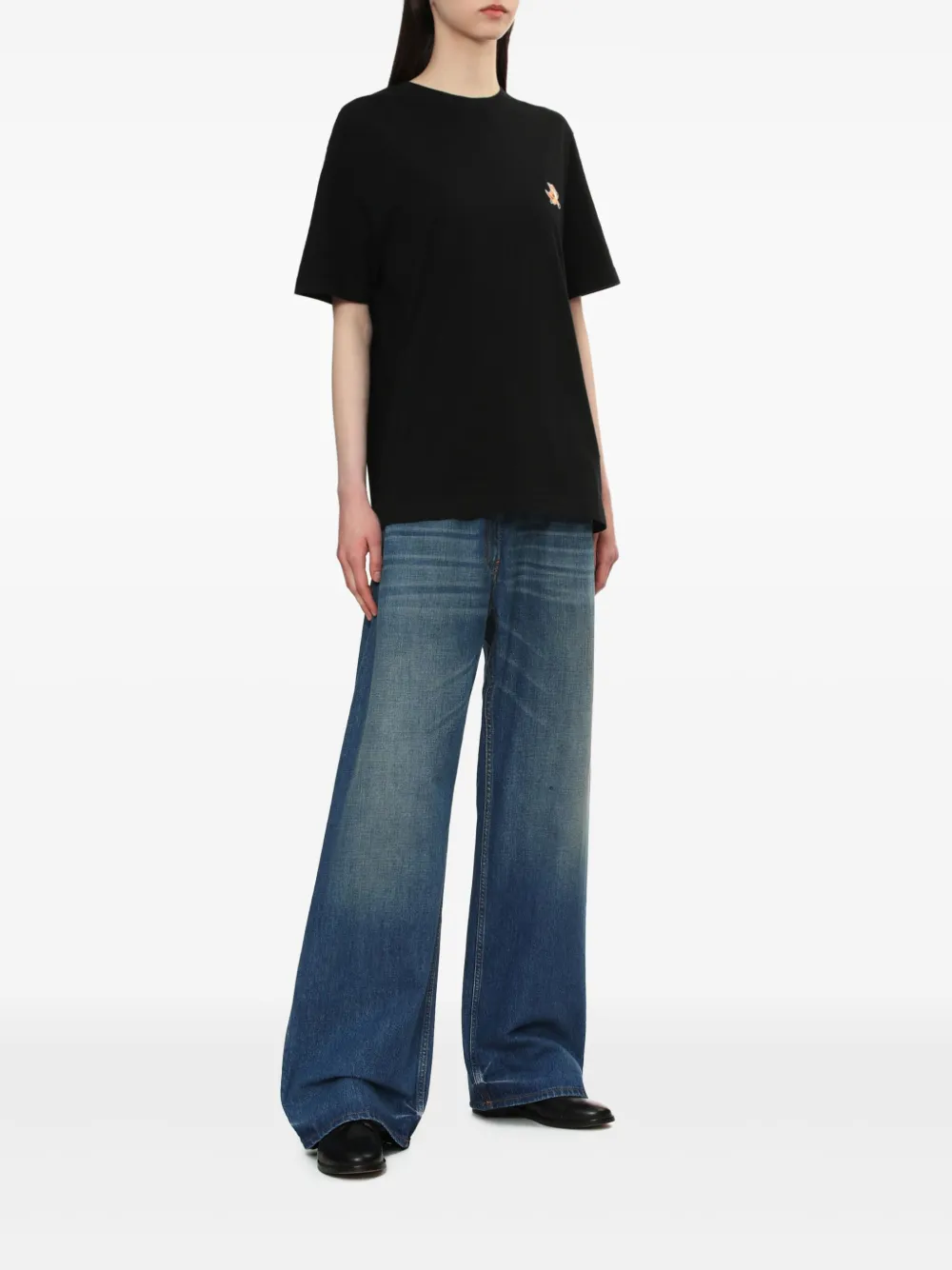 Maison Kitsuné T-shirt met logopatch Zwart