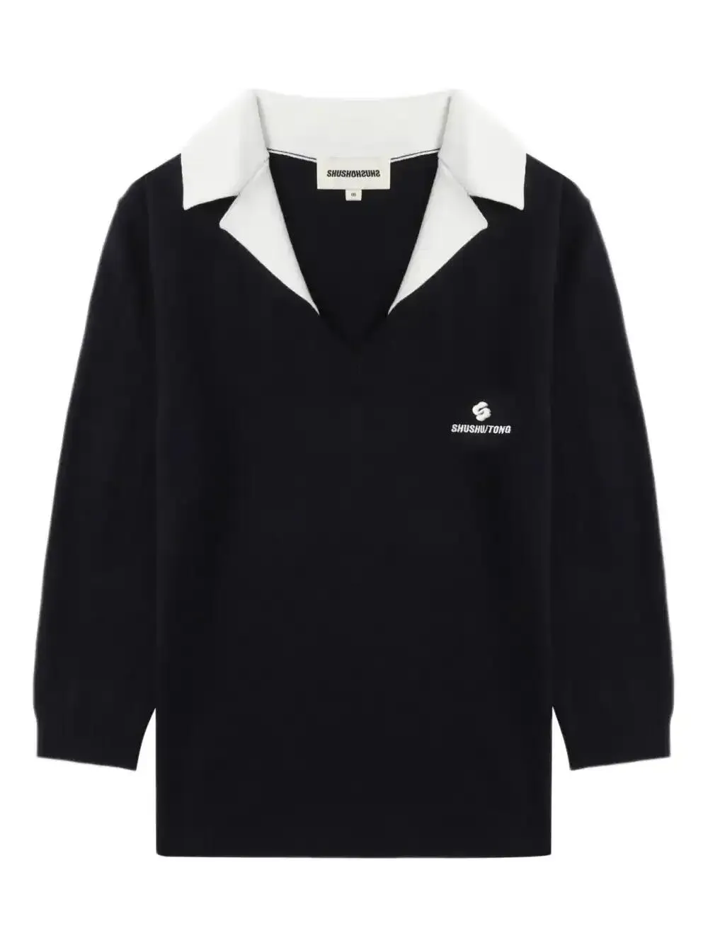 Shushu-tong Contrasting-collar Top In Blue
