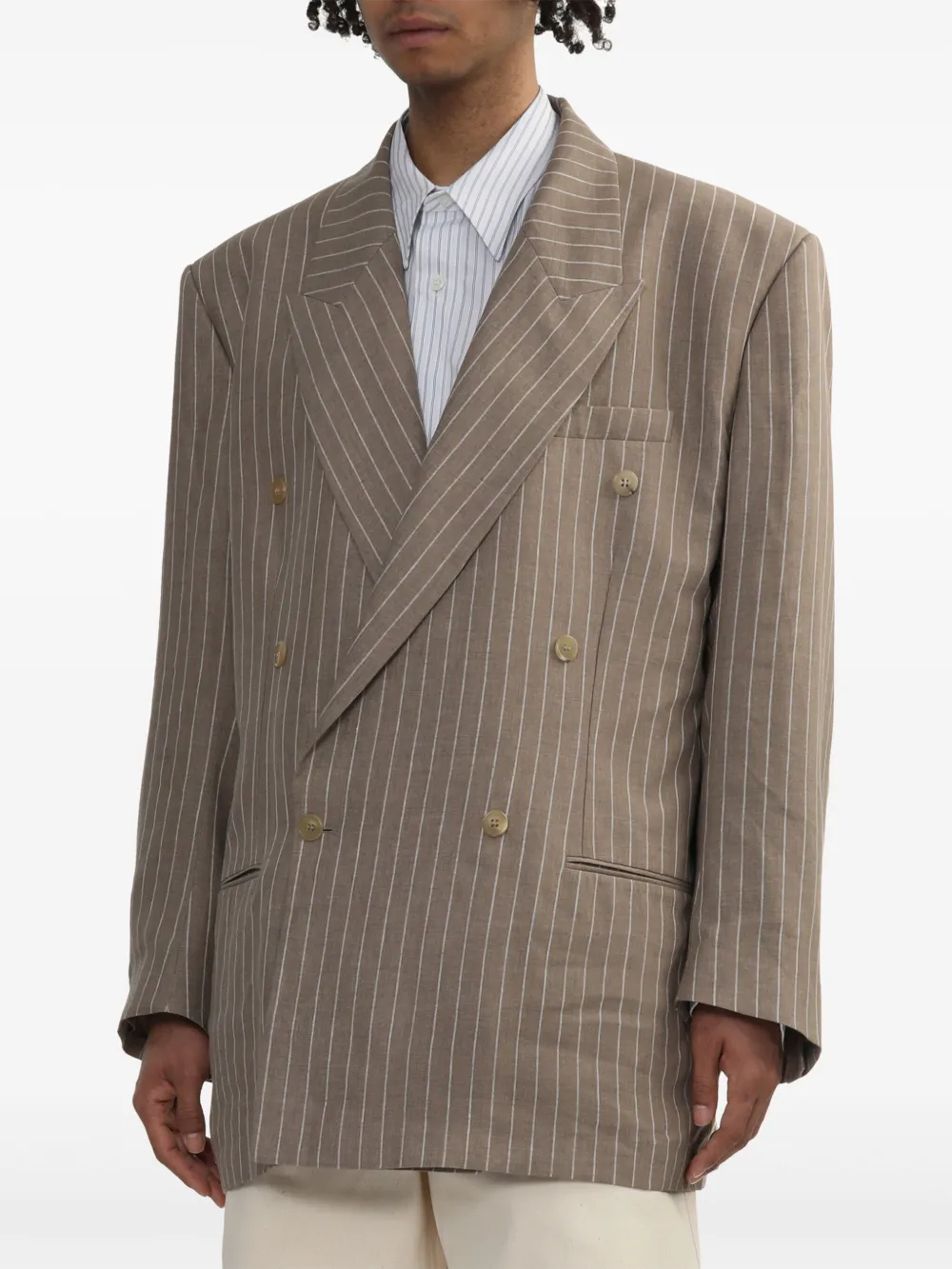 Hed Mayner Blazer met krijtstreep Bruin
