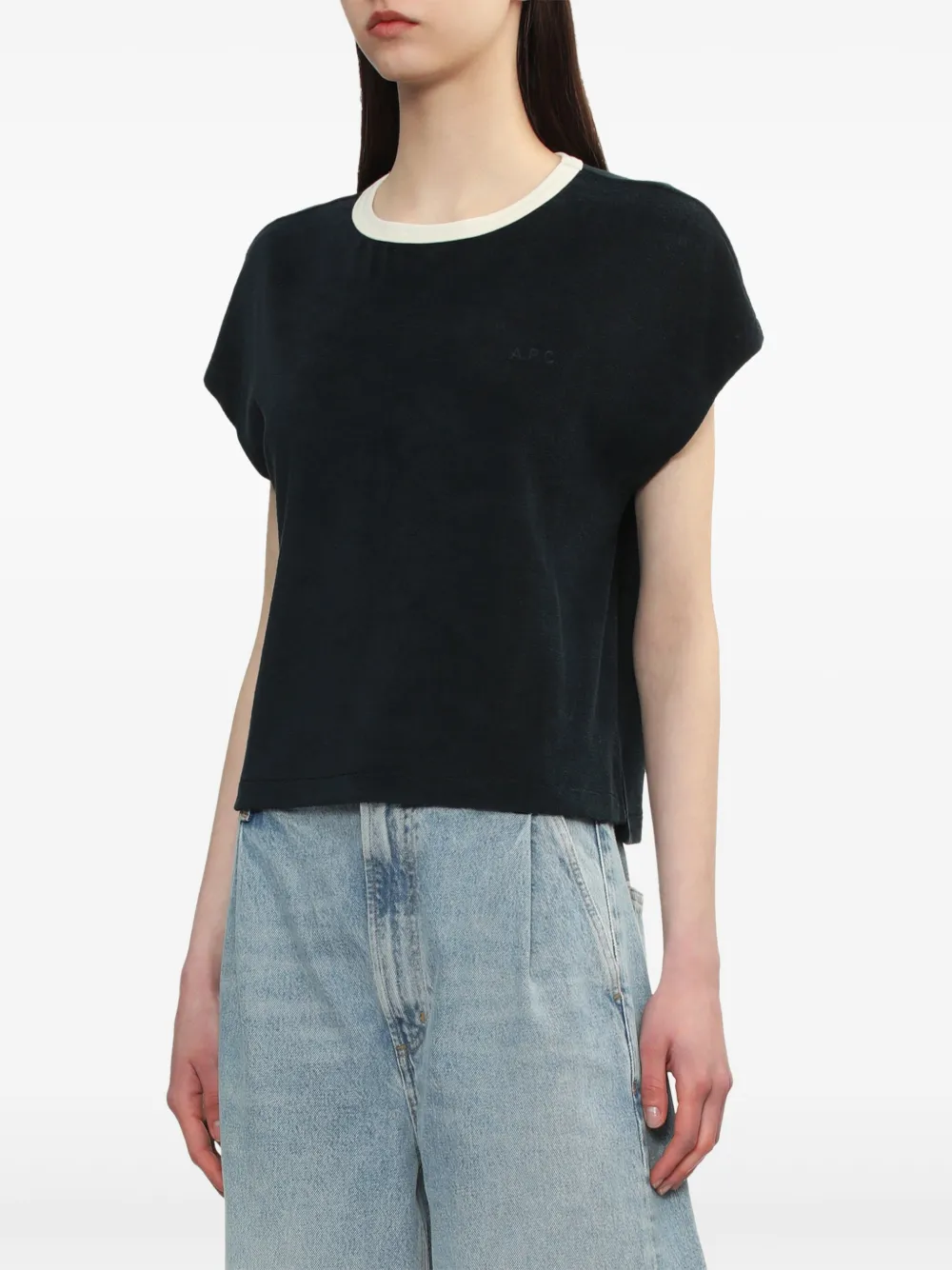 A.P.C. T-shirt van stretch-katoen Blauw