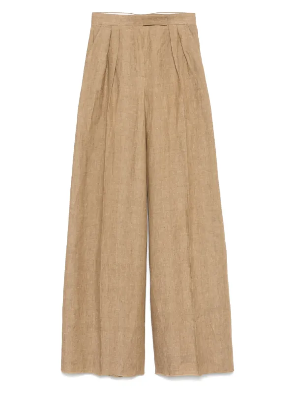 MAX MARA マックスマーラ  RAUCHE ワイドリネンパンツ Max Mara Rauche パンツ | ブラウン | FARFETCH JP