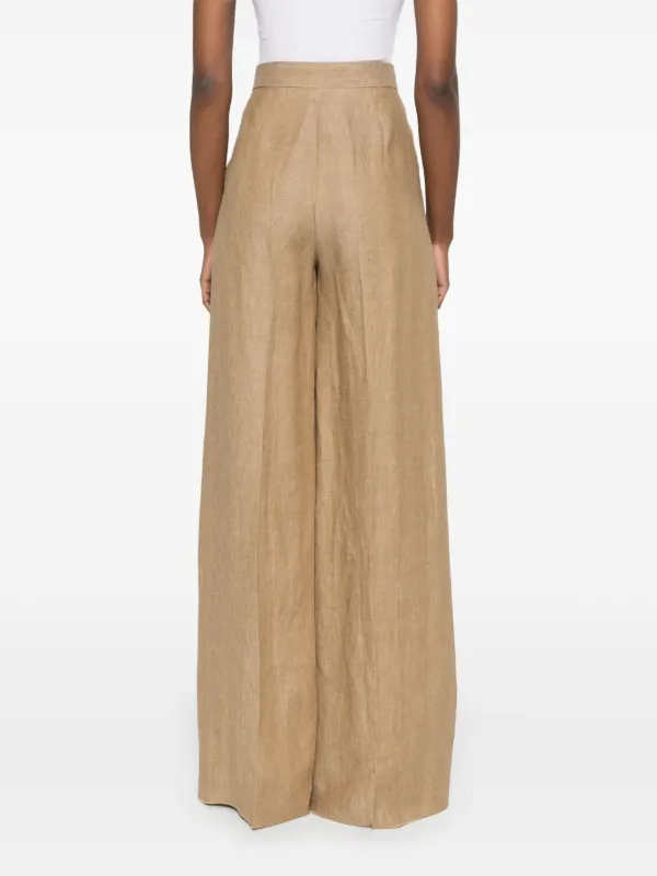 MAX MARA マックスマーラ  RAUCHE ワイドリネンパンツ Wide linen trousers, tobacco | 