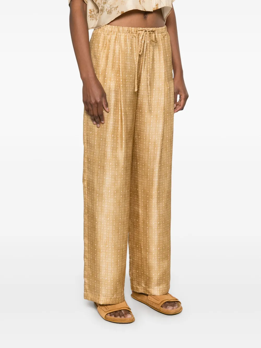 Alysi Broek met koraalprint Goud