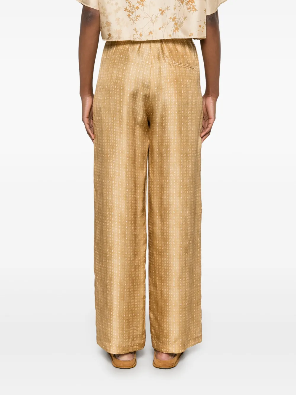 Alysi Broek met koraalprint Goud