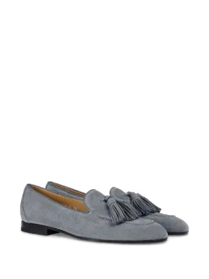 フラットシューズ Doucal's Almond Toe Grey Suede Loafers Luxury handcrafted loafers made in Italy for men | Doucal's