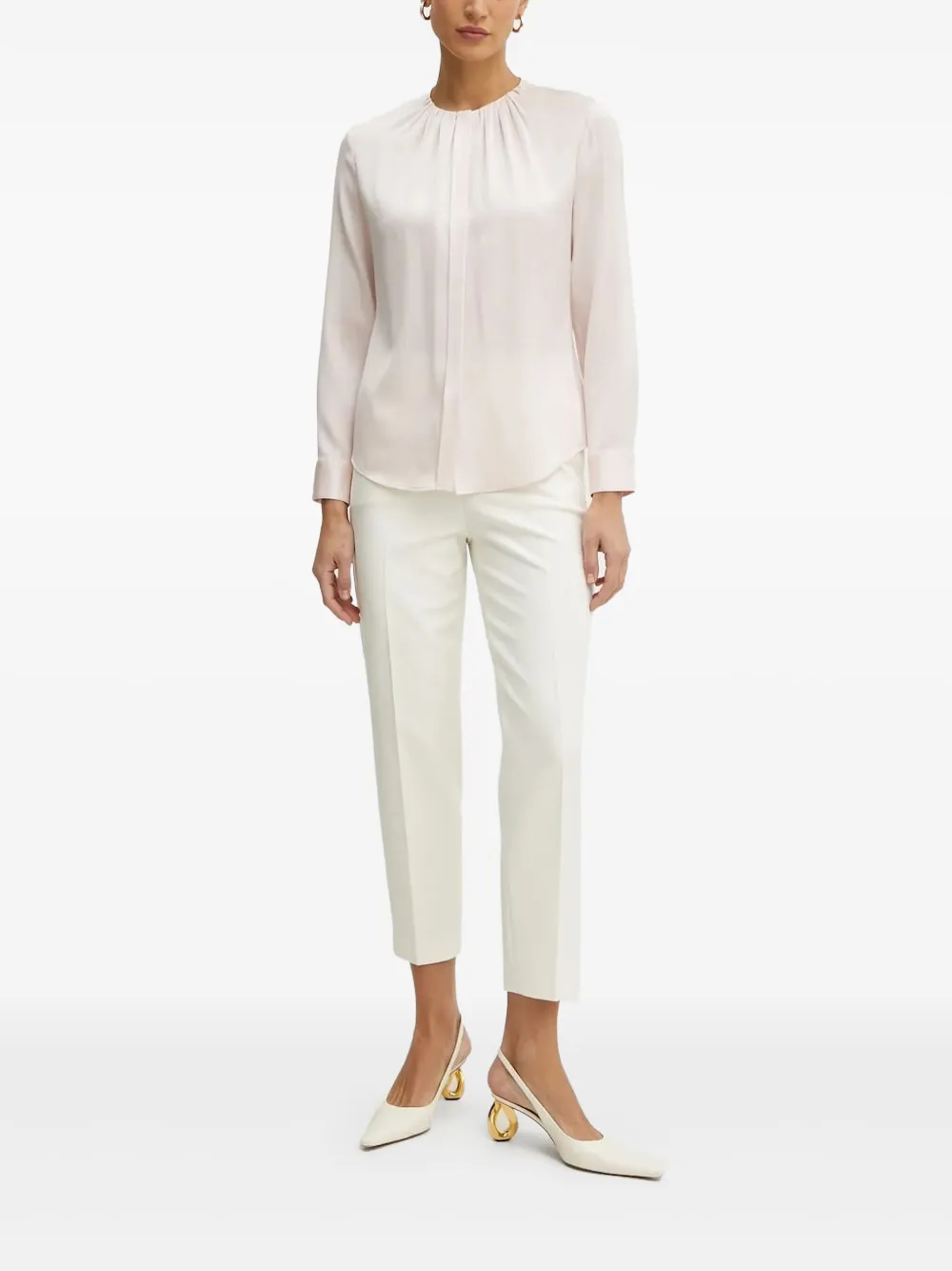 BOSS pleated-neck shirt | Pink | Image 1