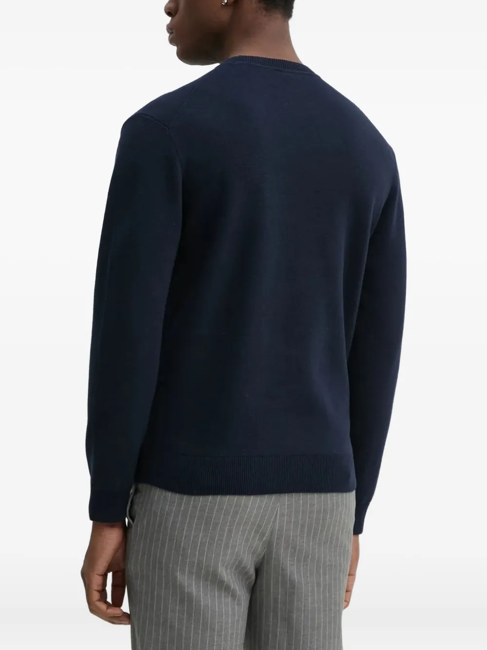 BOSS Trui met geborduurd logo en ronde hals - Blauw