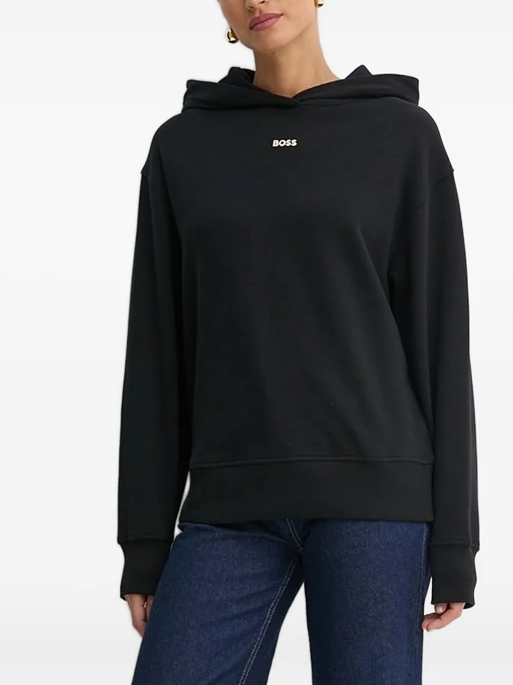Hugo Boss Logo-print Hoodie In Black