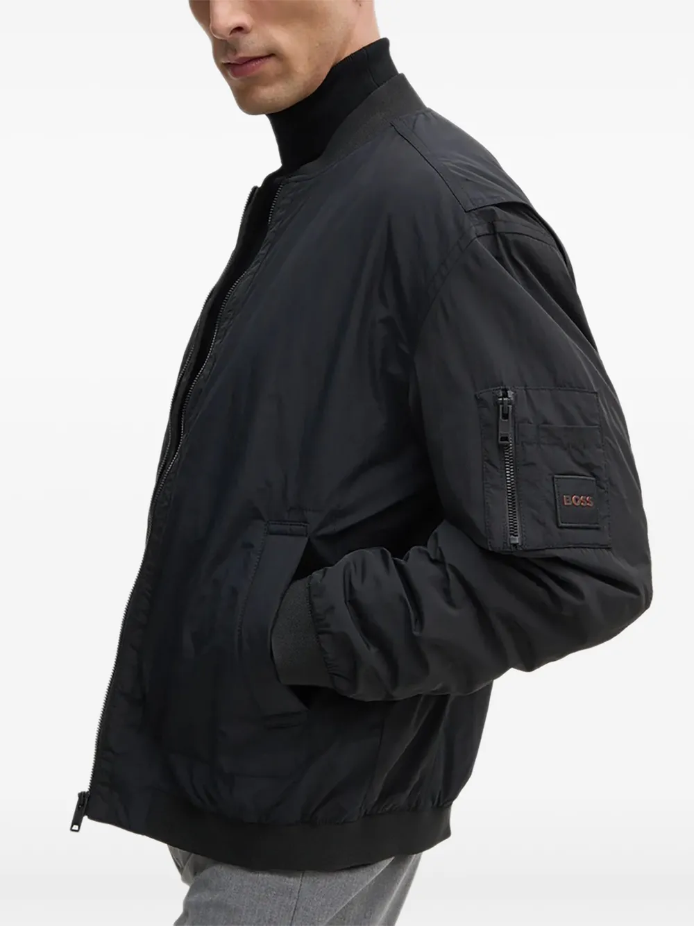 Hugo Boss Zip-front Bomber Jacket In Blue