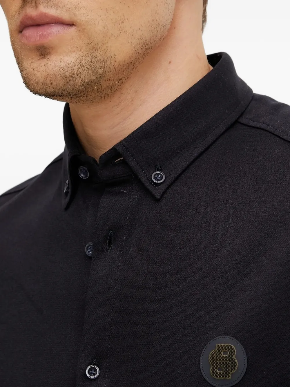 BOSS Overhemd met logopatch en korte mouwen Zwart