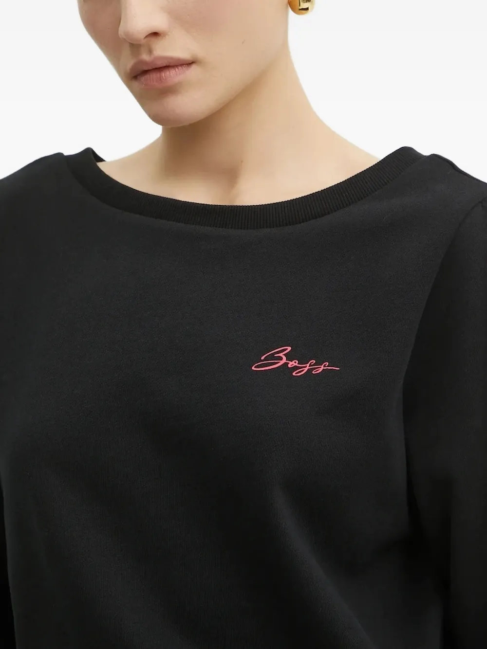 BOSS logo-embroidered sweatshirt Zwart