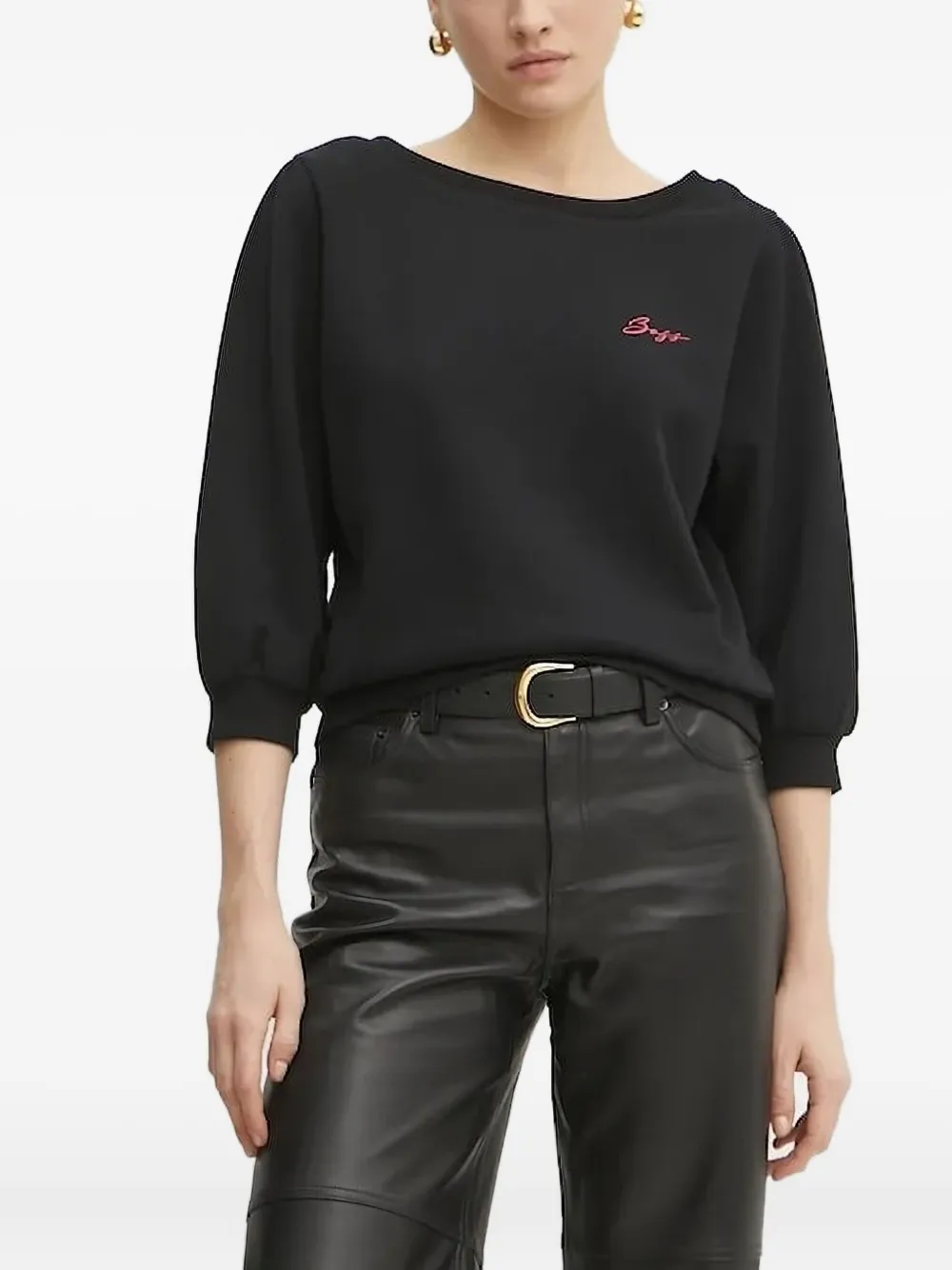 Hugo Boss Logo-embroidered Sweatshirt In Black