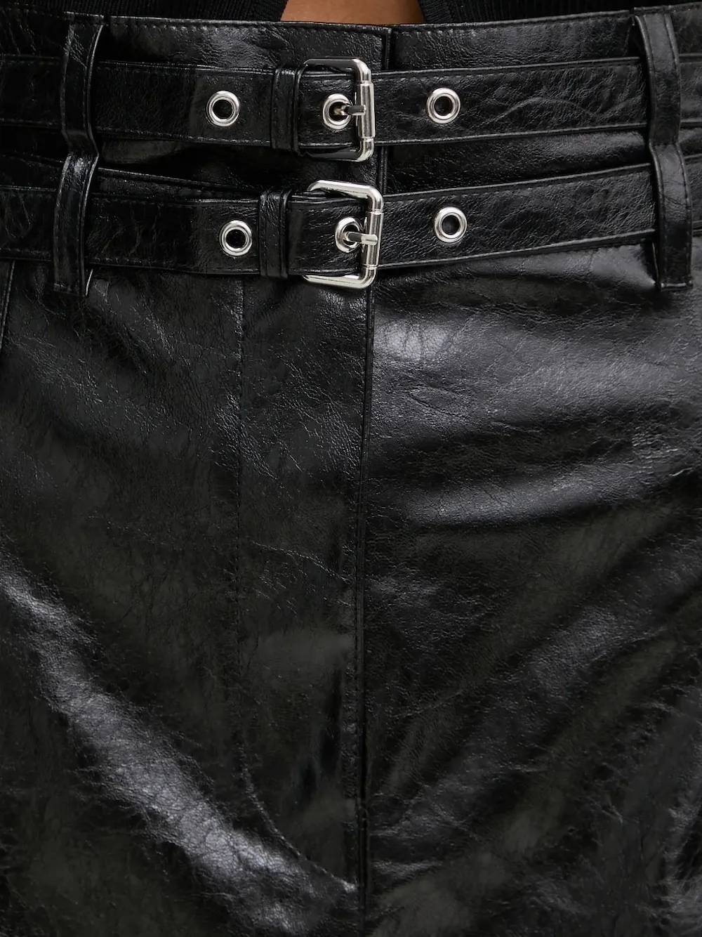 Hugo Boss Double-buckle Skirt In Black