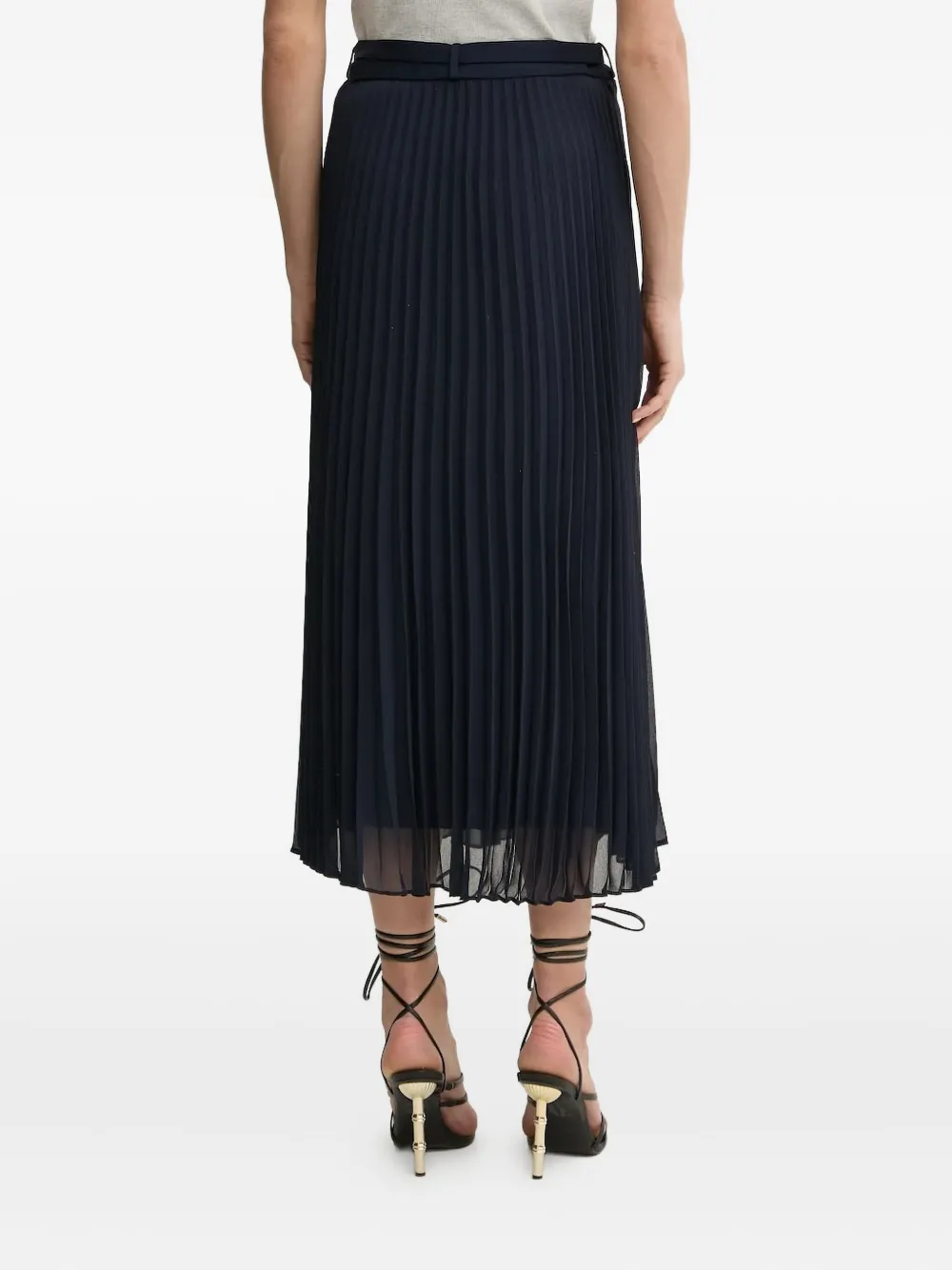 BOSS Midi-plooirok met ceintuur - Blauw