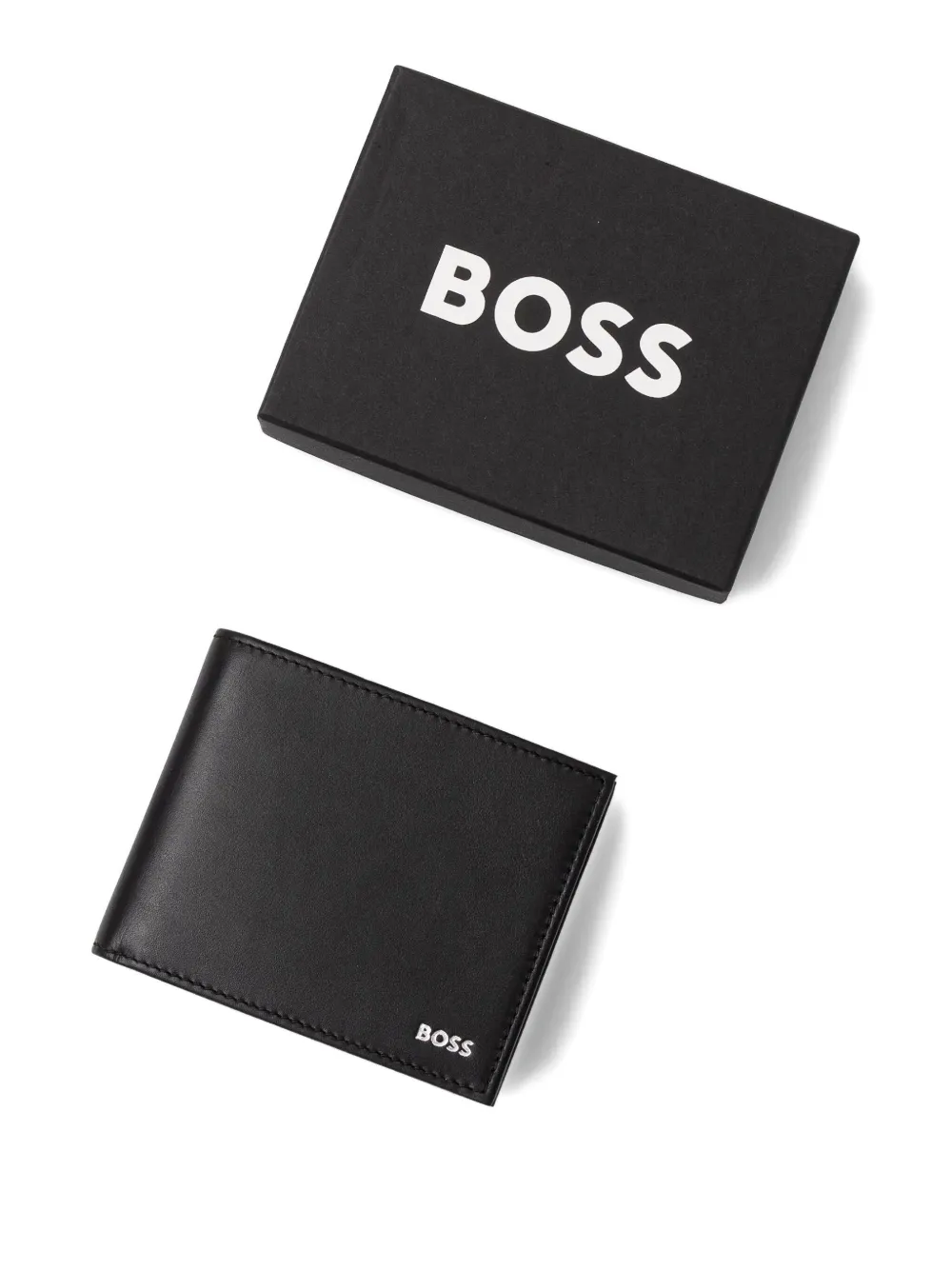 BOSS Leren portemonnee Zwart