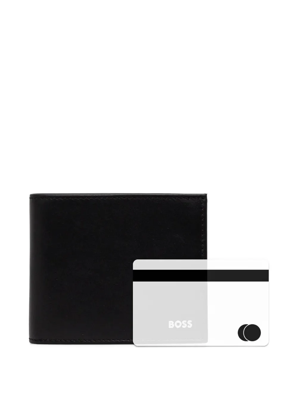 BOSS Leren portemonnee Zwart