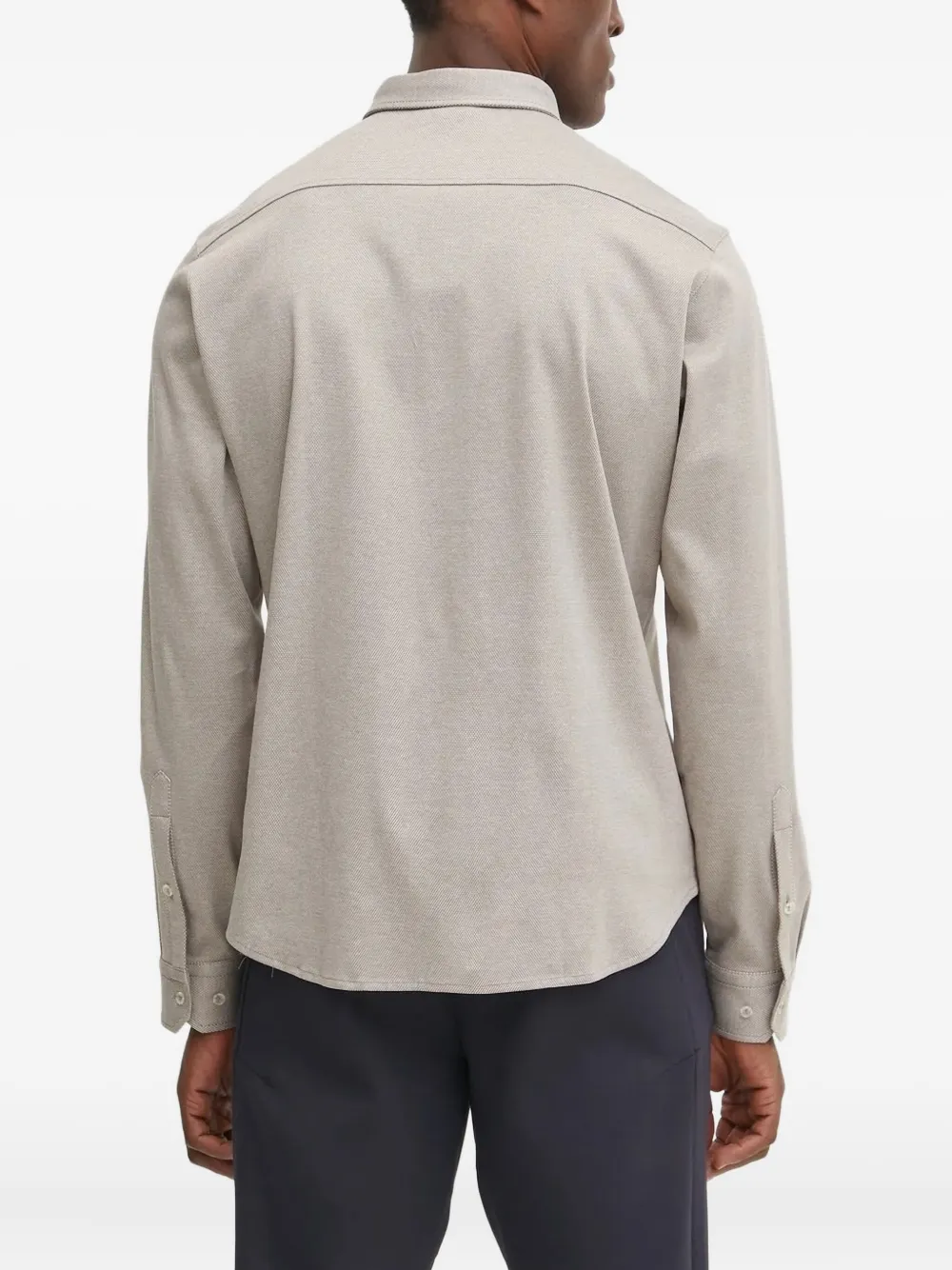 BOSS textured logo-print shirt - Beige