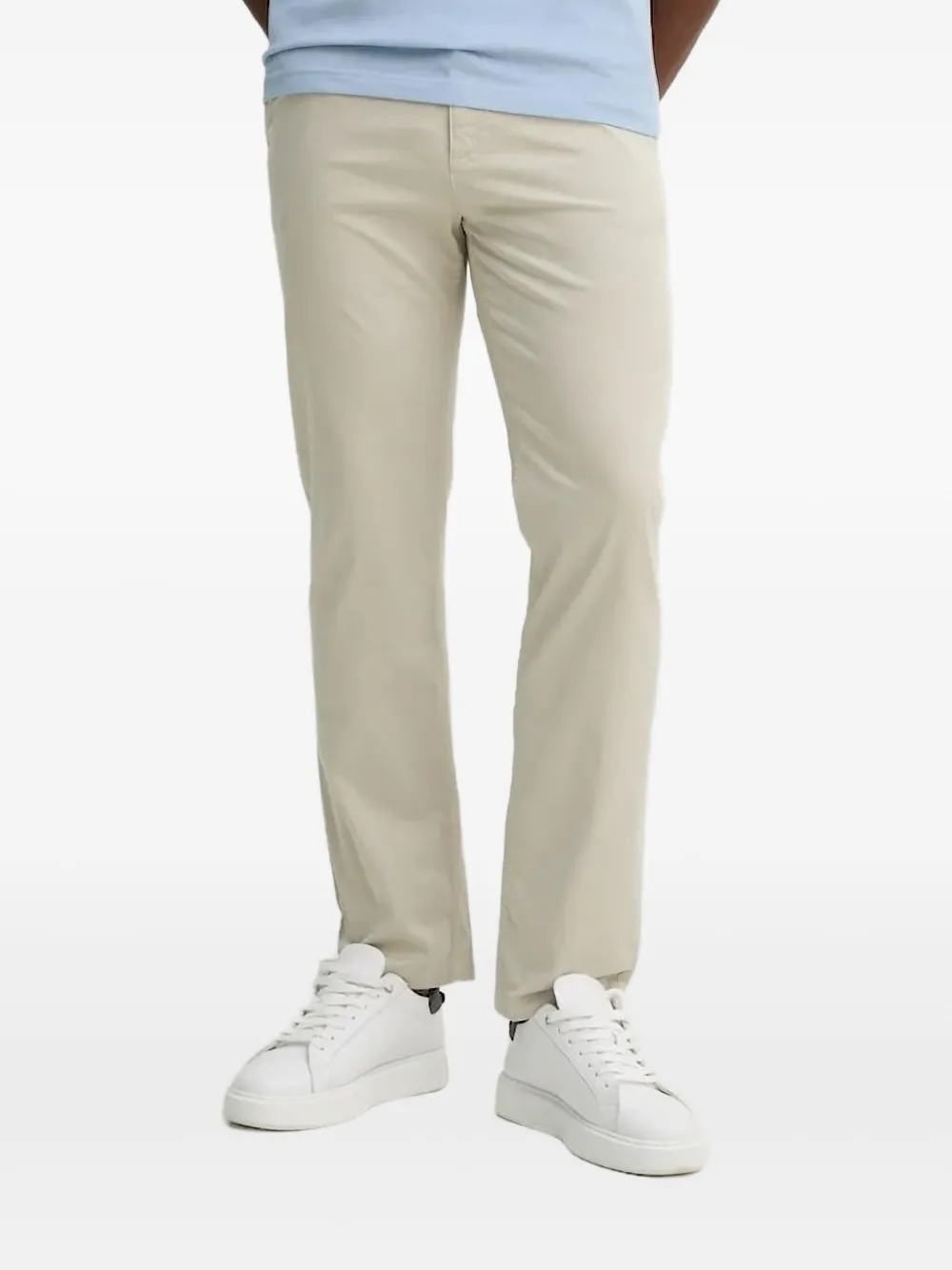 BOSS logo-plaque straight-leg trousers | Neutrals | Image 1