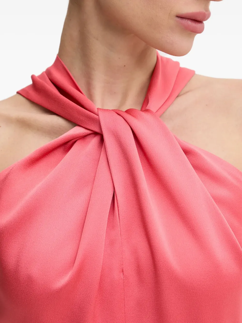 Hugo Boss Knotted Halter Neck Dress In Pink
