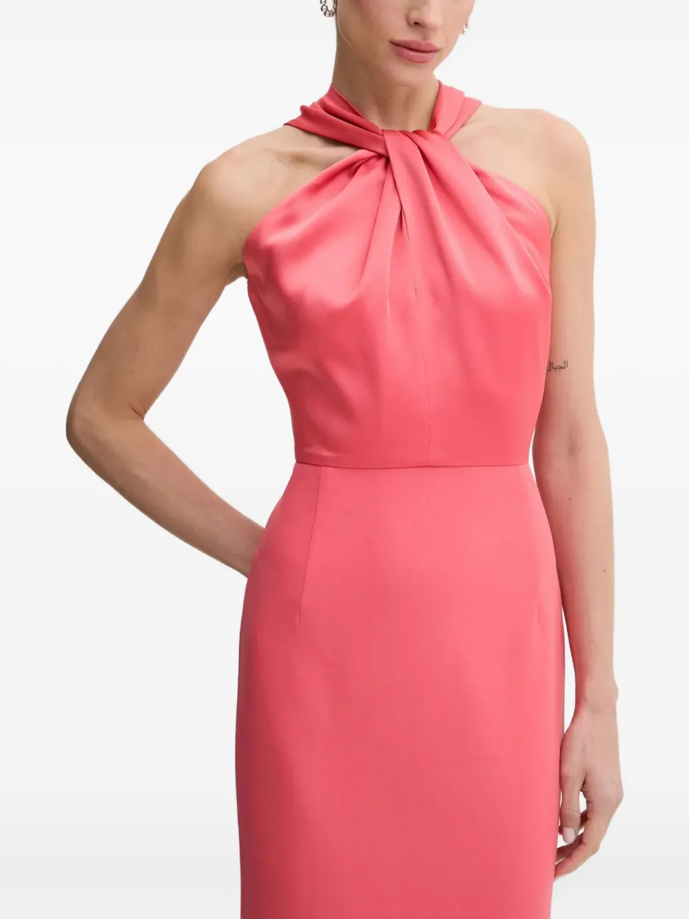 BOSS knotted halter neck dress | Pink | Image 1