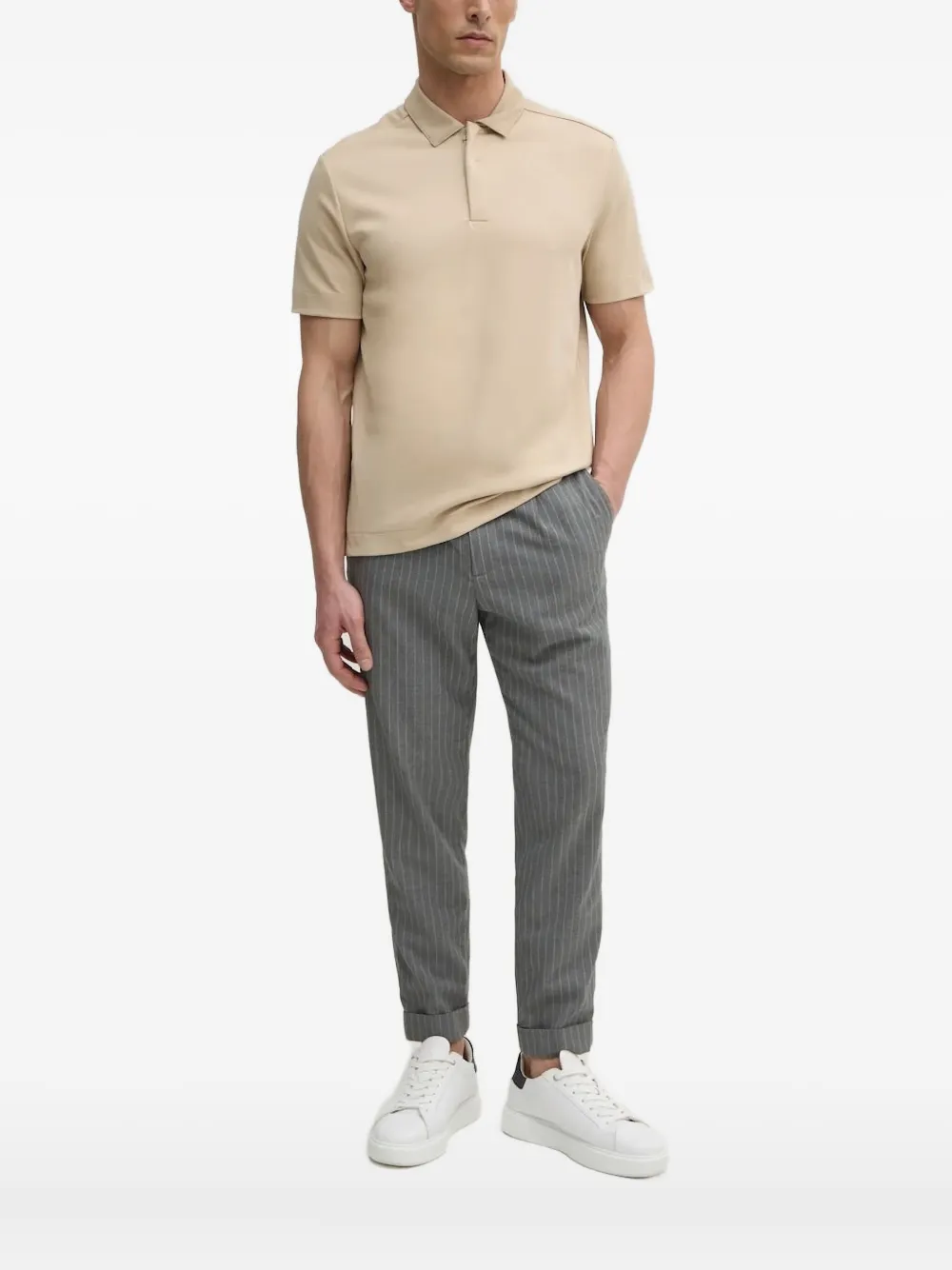 BOSS zip-up polo shirt | Neutrals | Image 1