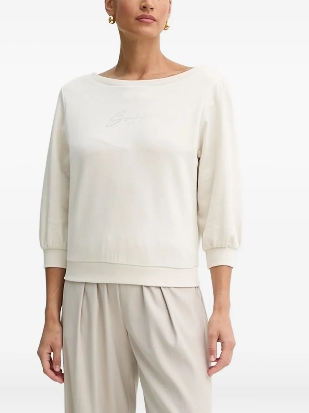 BOSS rhinestone-embellished sweatshirt Wit