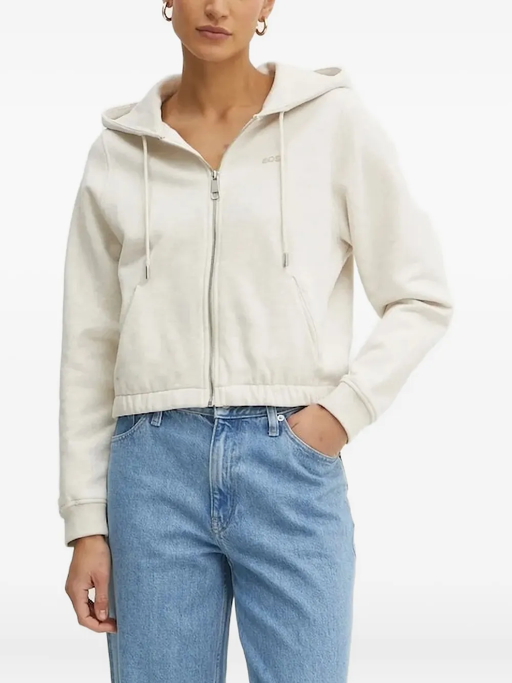 BOSS zip-up hoodie | White | Image 1