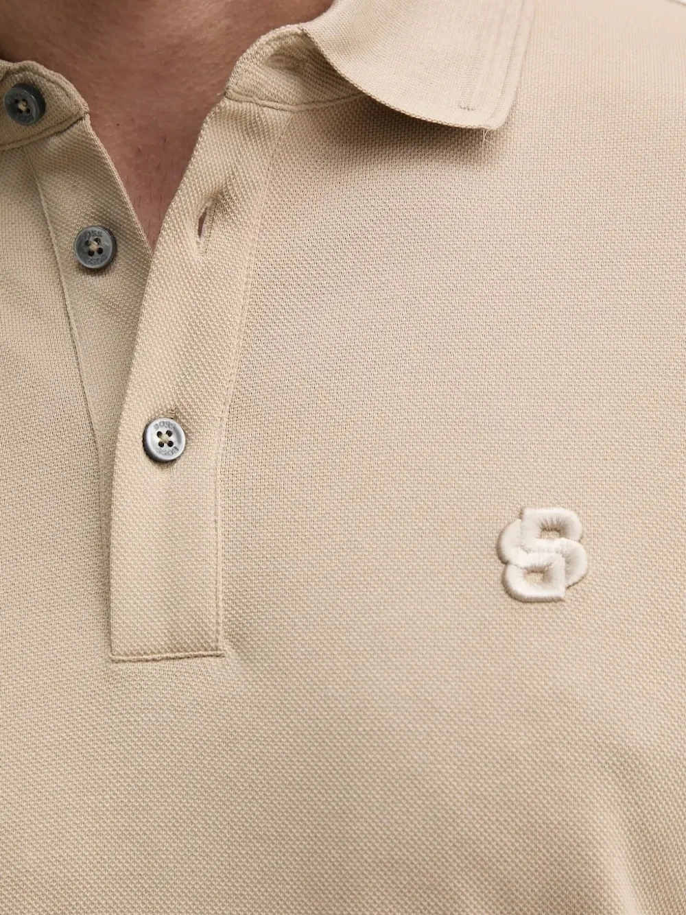 BOSS logo-embroidered polo shirt Beige
