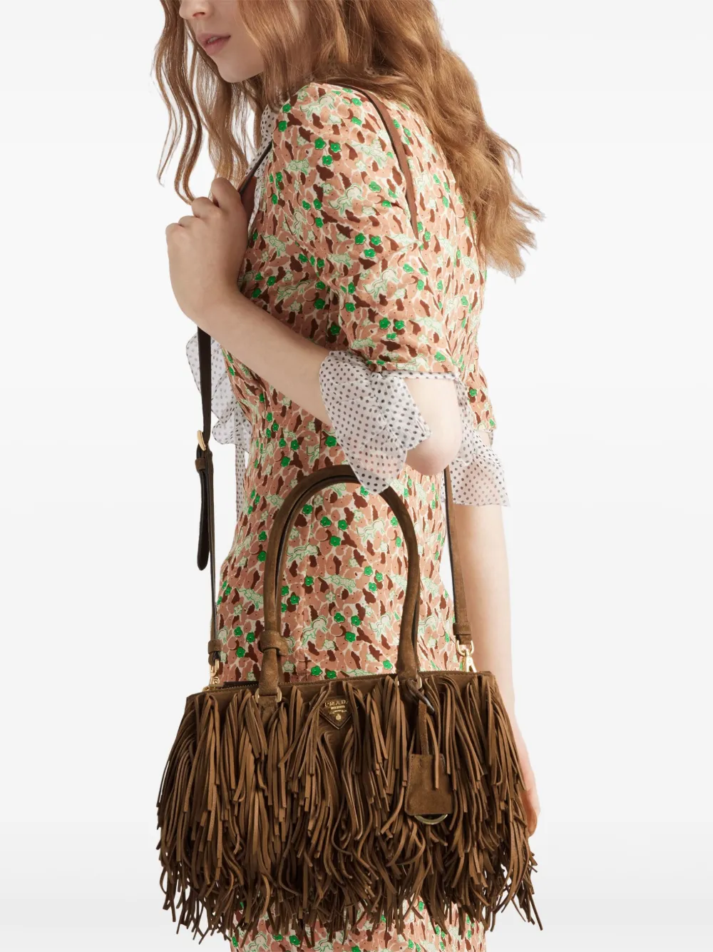 Prada Medium Galleria suède shopper Bruin