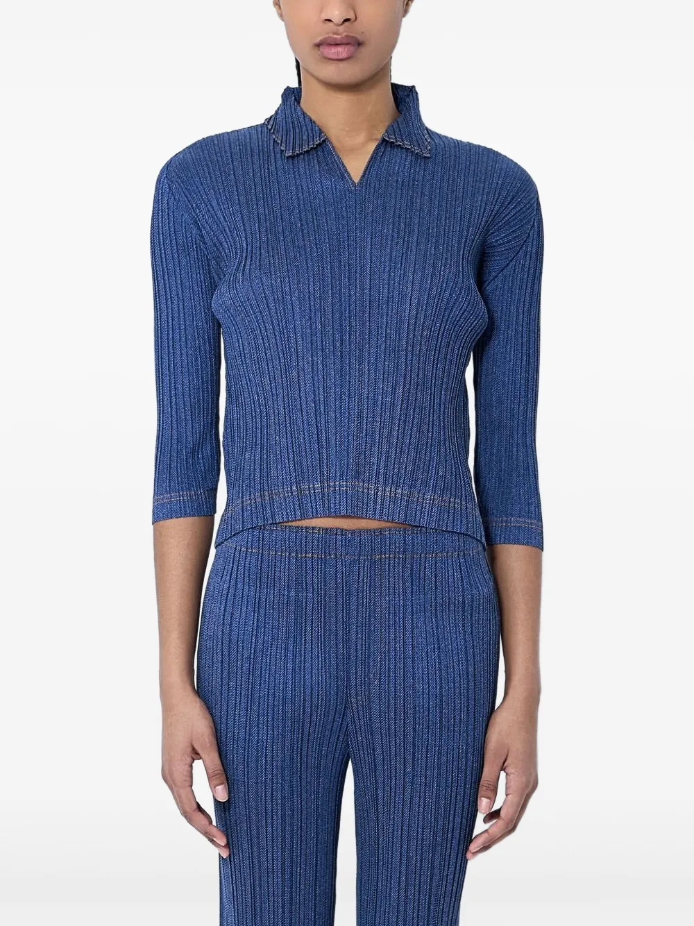 Pleats Please Issey Miyake Geplooide polotop Blauw