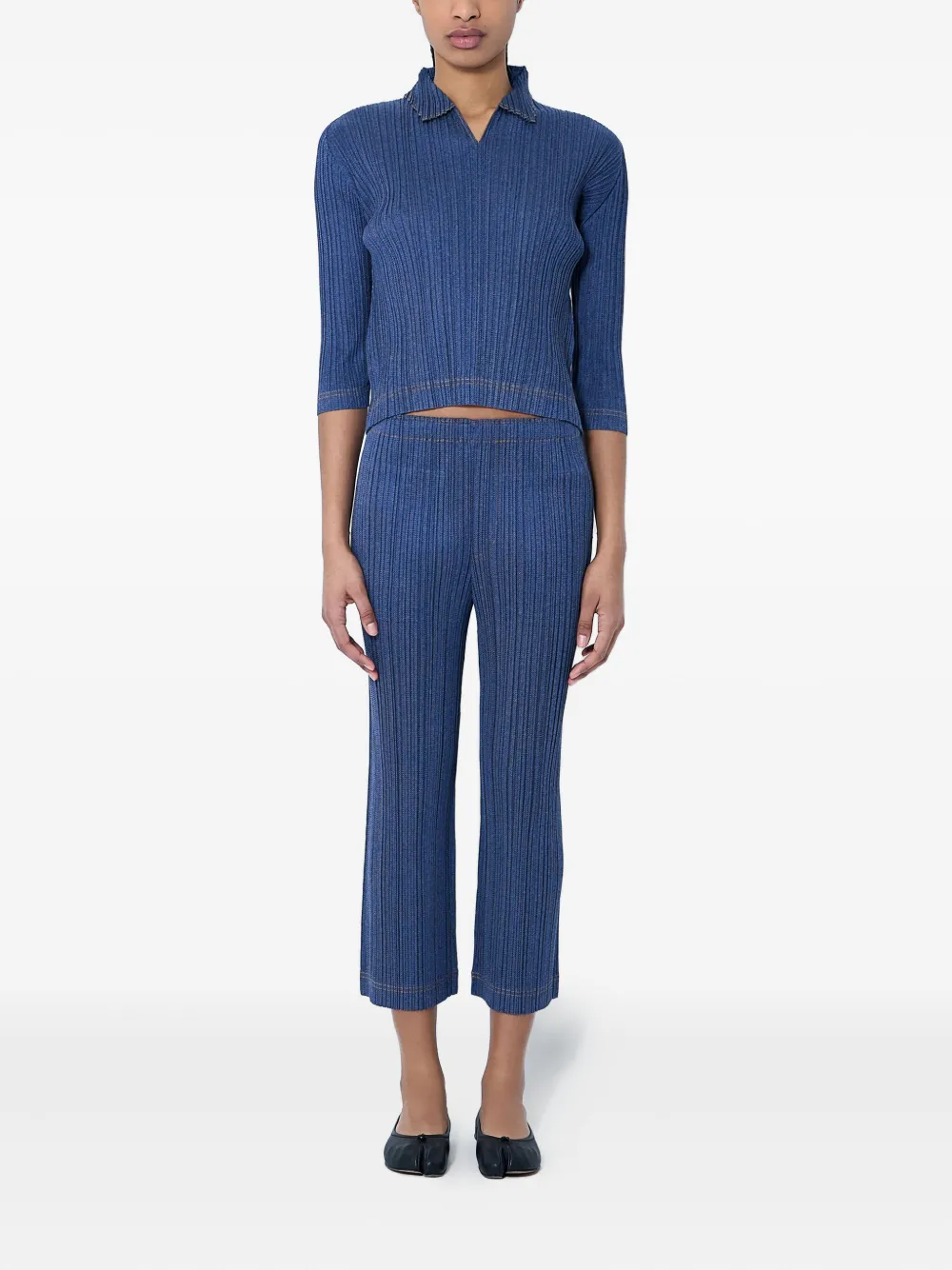Pleats Please Issey Miyake Geplooide polotop Blauw