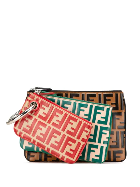 Fendi Pre-Owned 2010-2024 Zucca Embossed Leather Triplette clutch bag