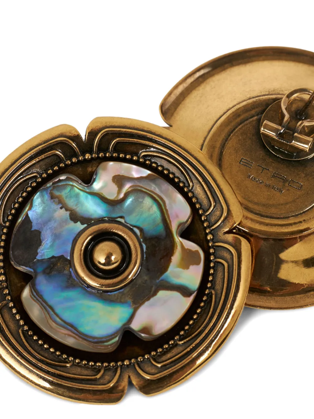 Etro Golden Earrings With Mother-of-pearl Flower In Gold