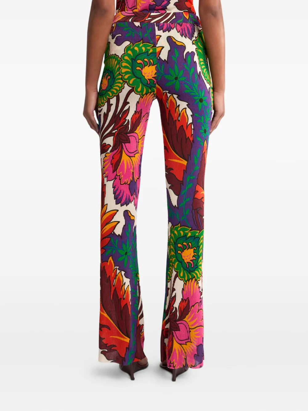 Etro Trousers With Multicoloured Floral Print In Neutrals