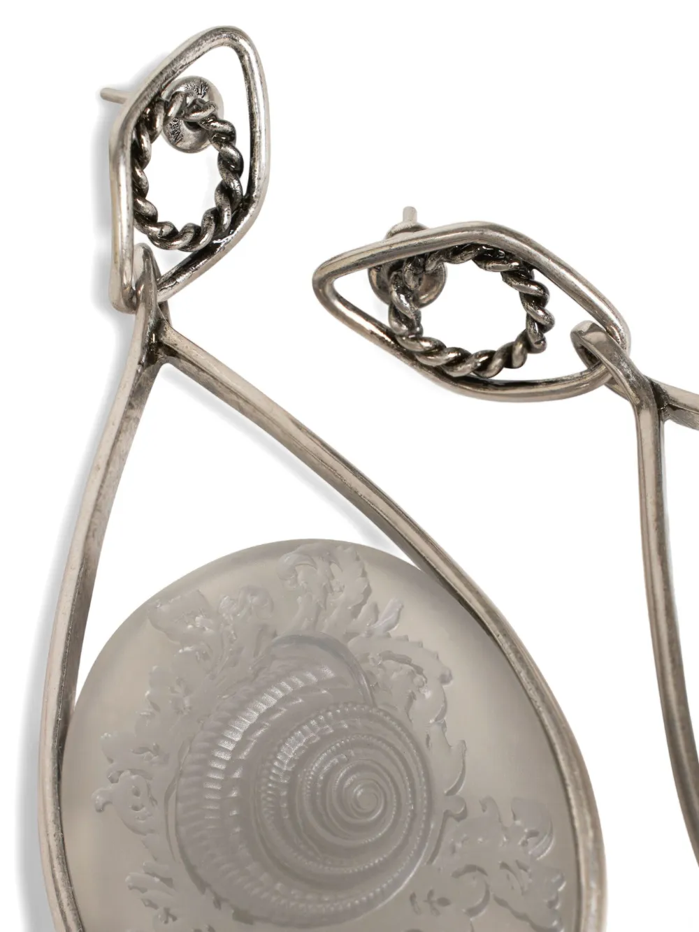 Etro Earrings With Cameo Shell In Silver