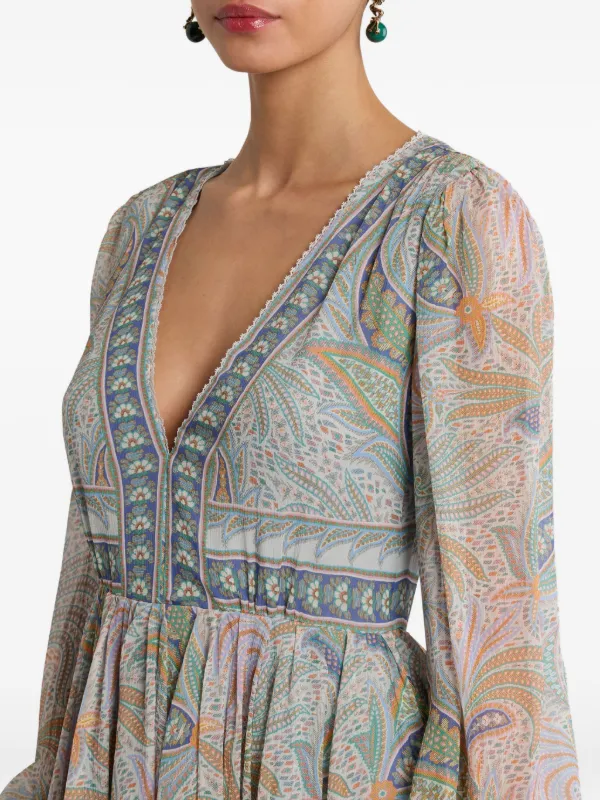 etro printed mini dress Belted paisley-print silk-twill mini dress - navy