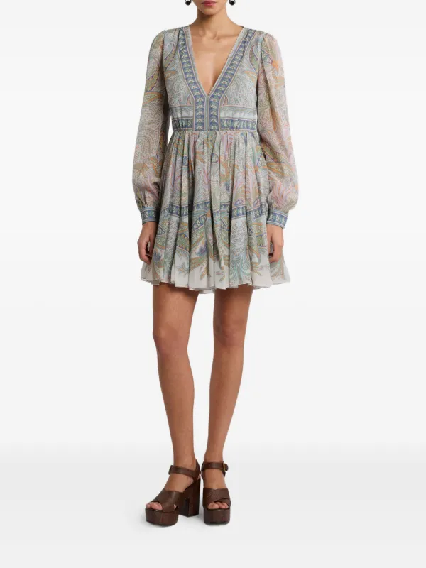 ■Etro(エトロ) プリント ミニドレス ETRO プリント ミニドレス | グレー | FARFETCH JP