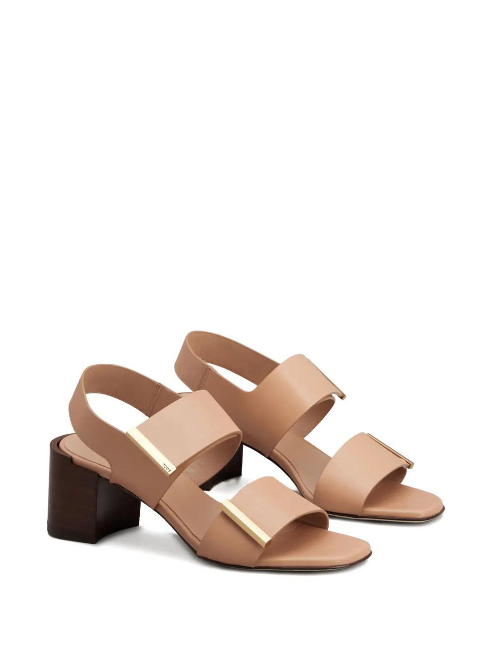 Tod's Leather Block-heel Sandals In Neutral