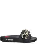 Love Moschino chain-detail slides - Black