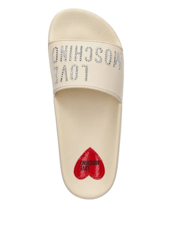 【関税 送料無料】LOVE MOSCHINO ラインストーン サンダル Love Moschino ラインストーン サンダル | ニュートラル