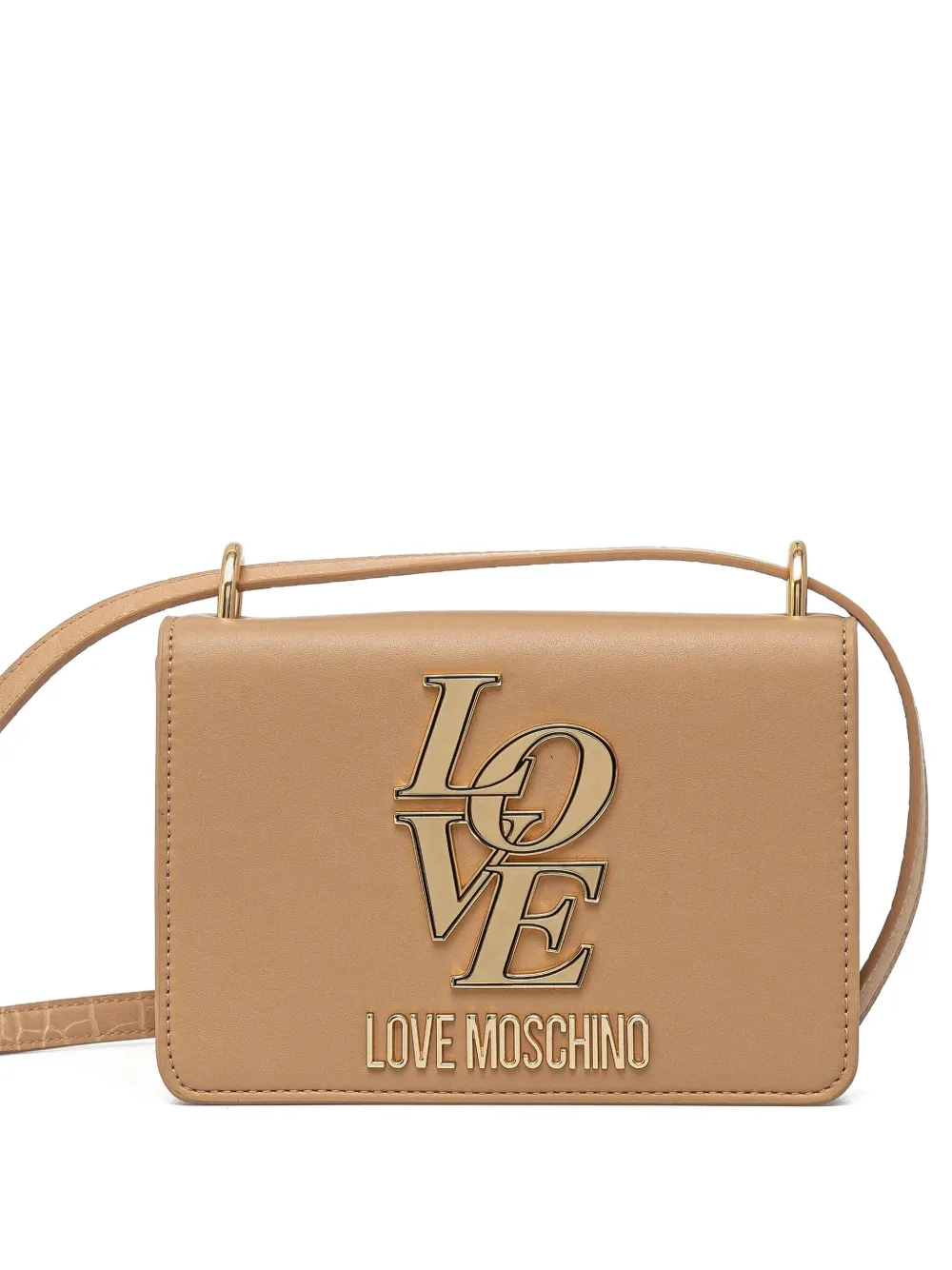 Love Moschino Small Logo-plaque Crossbody Bag In Brown