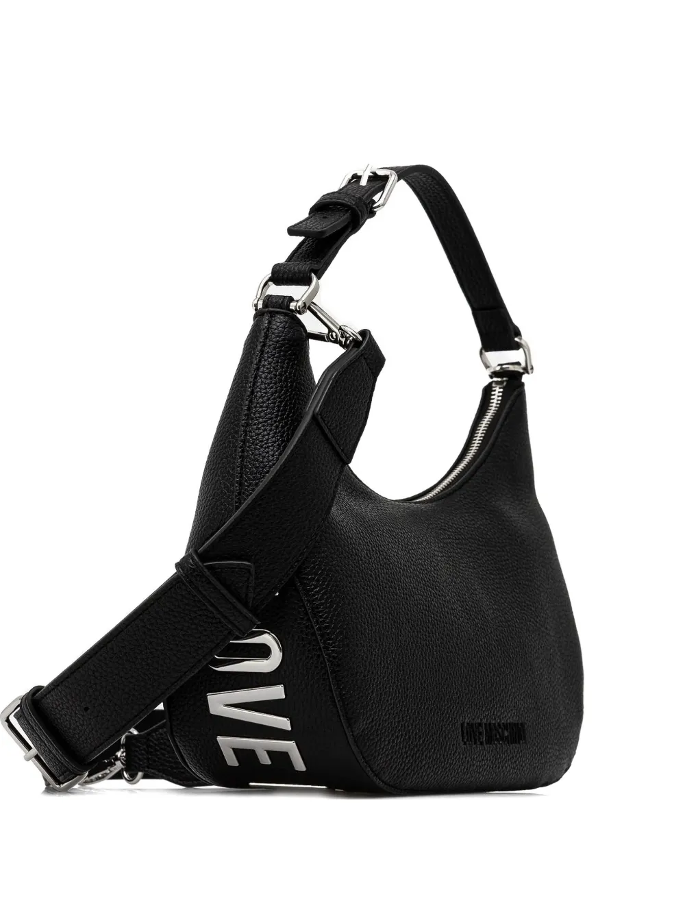 Love Moschino Kleine schoudertas met logoplakkaat en rits Zwart