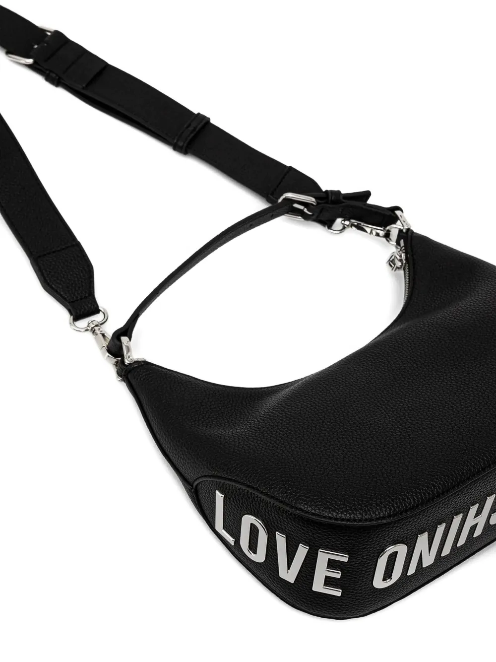 Love Moschino Kleine schoudertas met logoplakkaat en rits Zwart