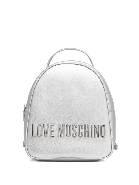 Love Moschino logo-lettering metallic backpack