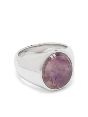 Tom Wood Oval Green Marble Ring | Silver | FARFETCH