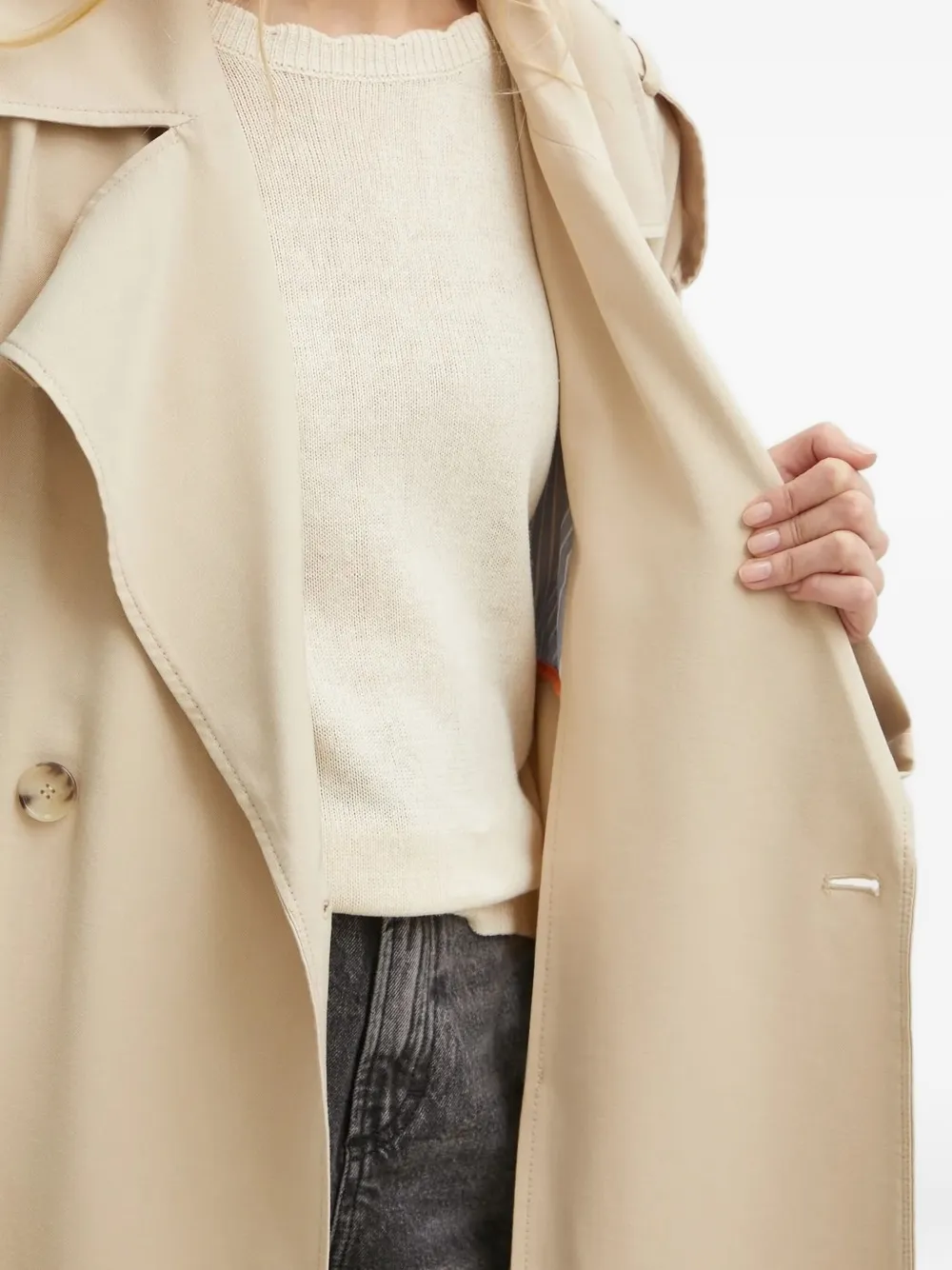 Hugo Boss Belted Double-breasted Trench Coat In Neutral