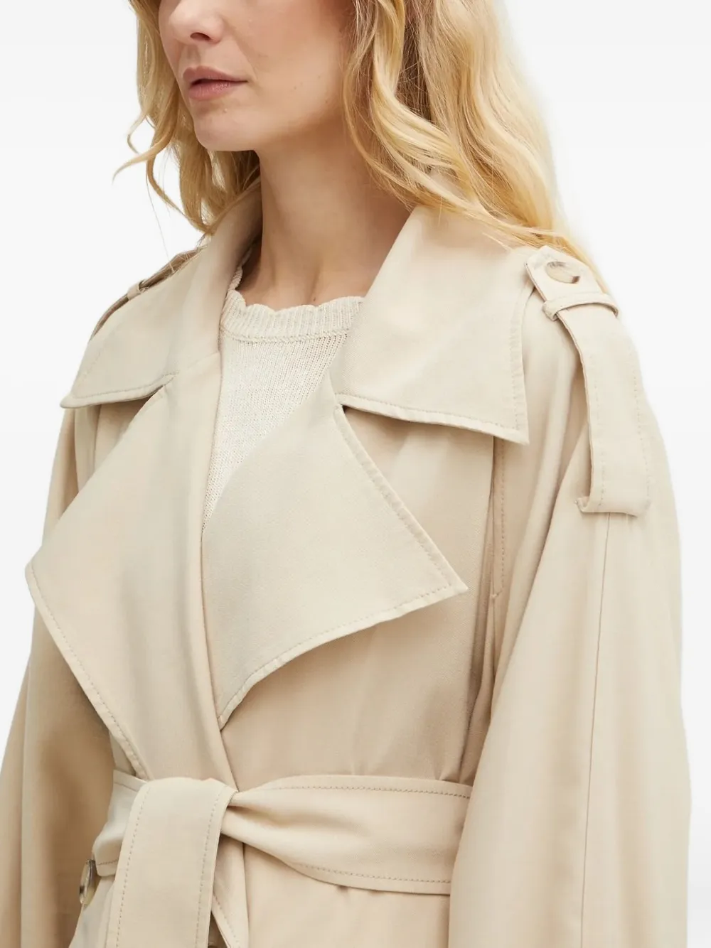 Hugo Boss Belted Double-breasted Trench Coat In Neutral