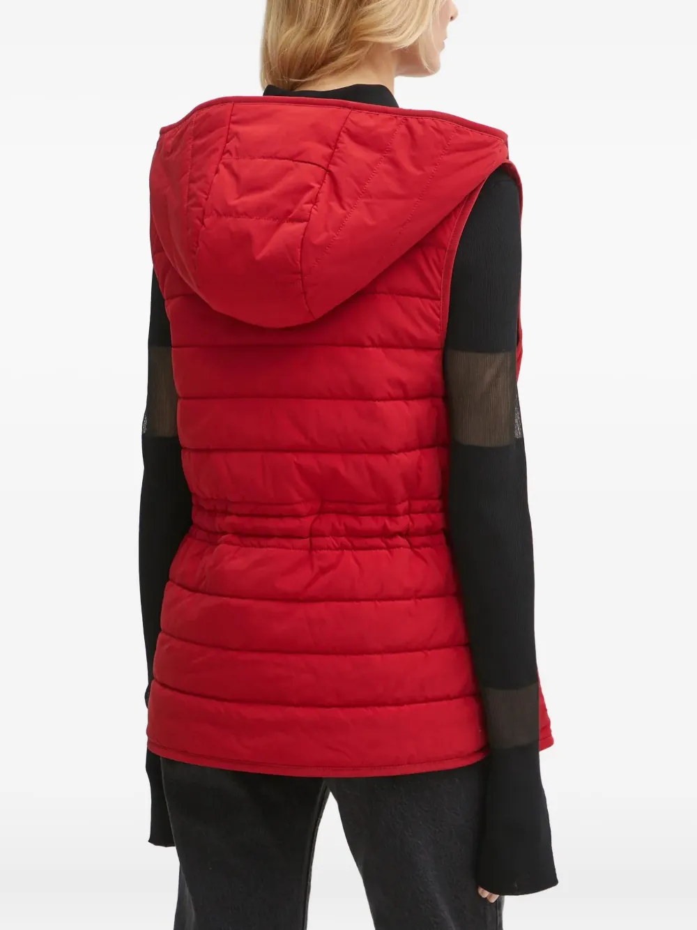 Hugo Boss Hooded Quilted Gilet In Red