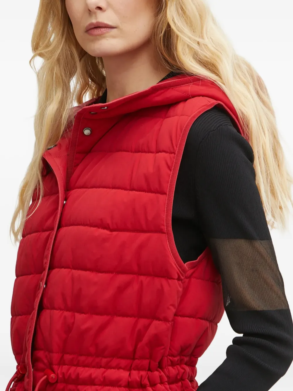 Hugo Boss Hooded Quilted Gilet In Red