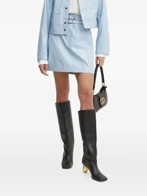 BOSS double-buckled faux-leather mini skirt